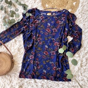 Free People Dock Street Floral Ruffle Blouse M